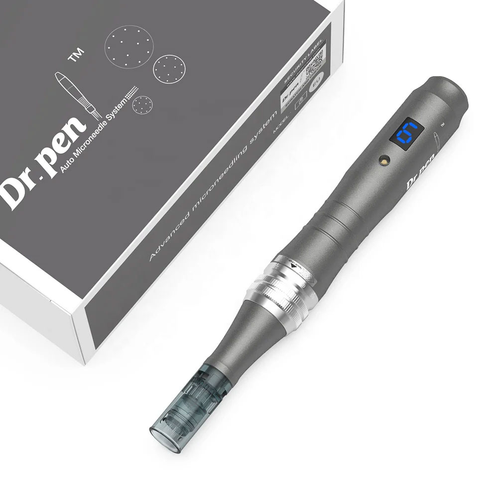 An image of a medical device, specifically an electric toothbrush with a digital display screen and a charging base, inside its packaging.