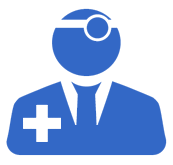 The image shows a stylized icon of a medical professional, likely a doctor or nurse, with a cross symbolizing first aid or healthcare, set against a white background.