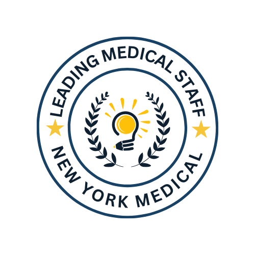 The image features a logo with the text  LEADING MEDICAL STAFF  and  NEW YORK MEDICAL,  indicating it represents a medical staff organization based in New York.